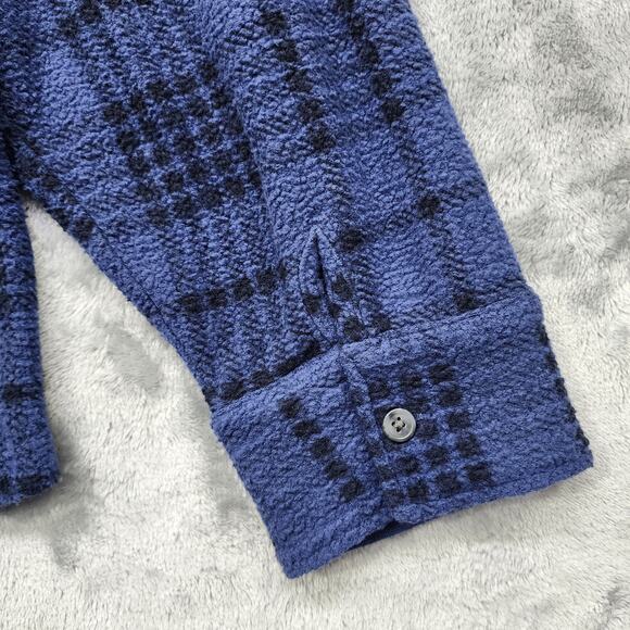 PINK Victoria's Secret Jacket Womens XL Blue Oversized Reverse Fleece Shacket - Picture 5 of 11